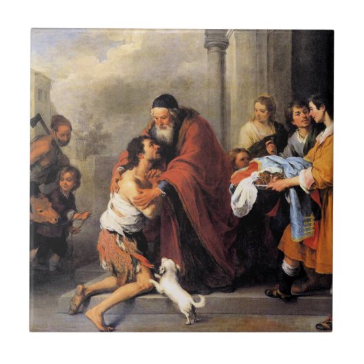 Murillo -- De terugkeer van de verloren zoon Tegeltje (Voorkant)