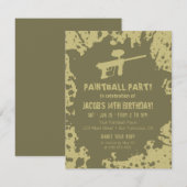 Murky Splatter Paintball Verjaardagsfeest Uitnodig Kaart (Voorkant / Achterkant)