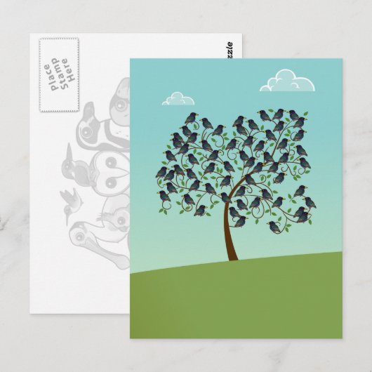 Murmuration of Starlings Briefkaart (Voorkant / Achterkant)