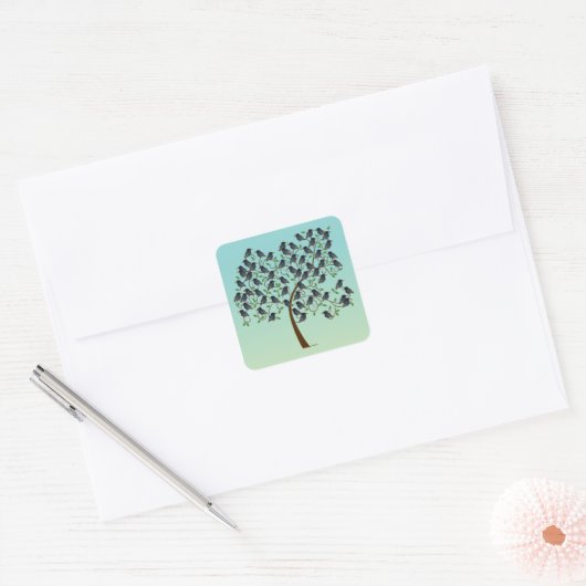 Murmuration of Starlings Vierkante Sticker (Envelop)