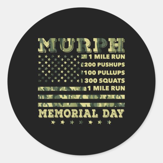 Murph 2021 Workout Challenge Amerikaans Memorial Ronde Sticker (Voorkant)