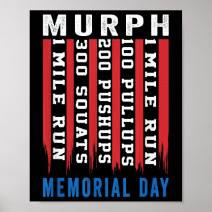 Murph Challenge American Memorial Day Workout Gym Poster