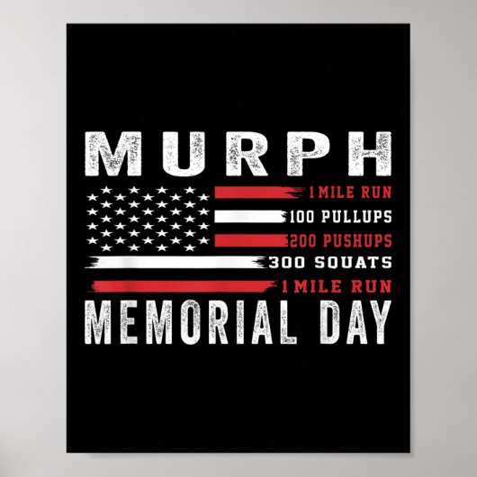 Murph Challenge American Memorial Day Workout Gym Poster (Voorkant)