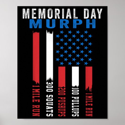 Murph Challenge American Memorial Day Workout Gym Poster (Voorkant)