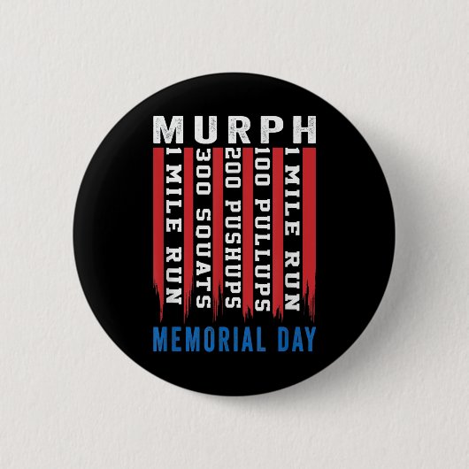 Murph Challenge American Memorial Day Workout Gym Ronde Button 5,7 Cm (Voorkant)