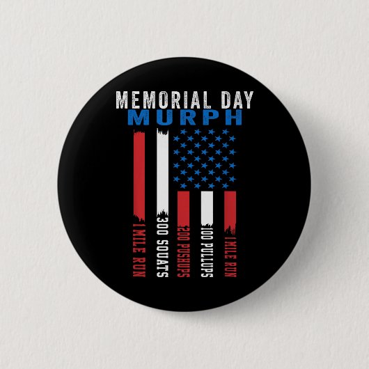 Murph Challenge American Memorial Day Workout Gym Ronde Button 5,7 Cm (Voorkant)