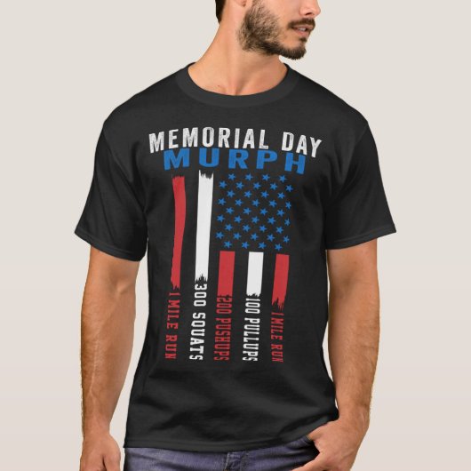 Murph Challenge American Memorial Day Workout Gym  T-shirt (Voorkant)