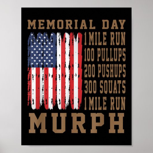 Murph Challenge Memorial Day Workout Amerikaans Poster (Voorkant)
