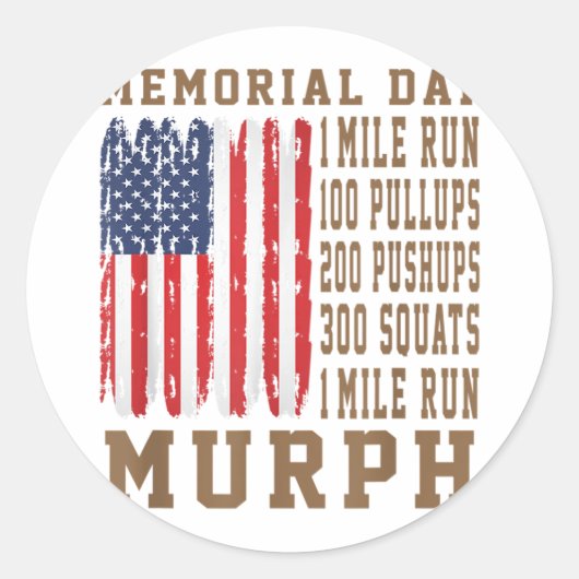 Murph Challenge Memorial Day Workout Amerikaans Ronde Sticker (Voorkant)