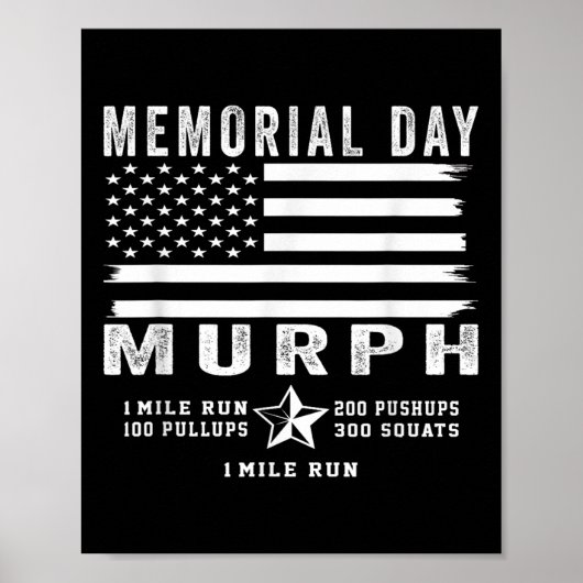 Murph Challenge Memorial Day Workout Gym US Vlag Poster (Voorkant)