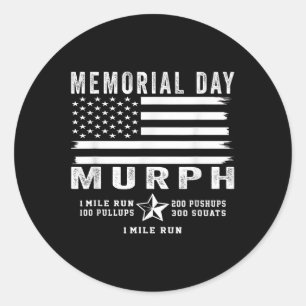 Murph Challenge Memorial Day Workout Gym US Vlag Ronde Sticker