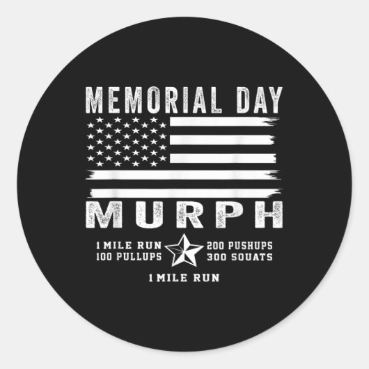 Murph Challenge Memorial Day Workout Gym US Vlag Ronde Sticker (Voorkant)