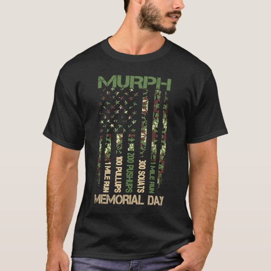 Murph Challenge Memorial Day Workout WOD Camo Gym T-shirt (Voorkant)