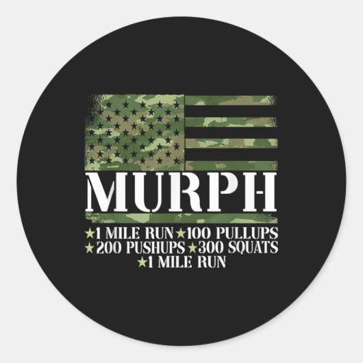 Murph Memorial Day Workout Ronde Sticker (Voorkant)