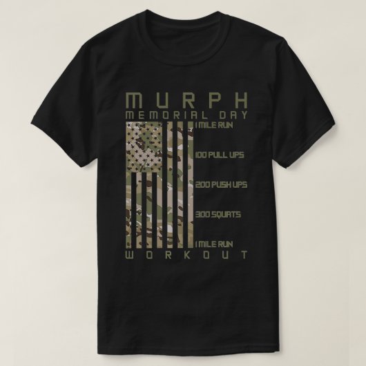 Murph Memorial Day Workout WOD Cam Multi Camo Flag T-shirt (Design voorkant)