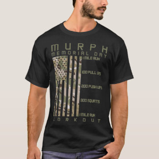 Murph Memorial Day Workout WOD Cam Multi Camo Flag T-shirt