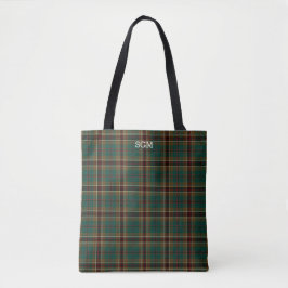 Murphy Clan Tartan Donker Groen Plaid Monogram Tote Bag