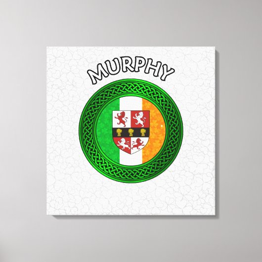 Murphy Crest & Celtic Knot on Shamrock Canvas Prin (Voorkant)