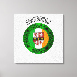 Murphy Crest & Celtic Knot on Shamrock Canvas Prin Afdruk