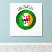 Murphy Crest & Celtic Knot on Shamrock Canvas Prin Afdruk (Insitu (Houten vloer))