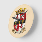 Murphy Family Coat of Arms Round Clock Ronde Klok (Hoek)