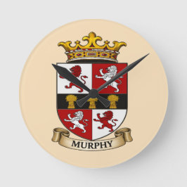 Murphy Family Coat of Arms Round Clock Ronde Klok