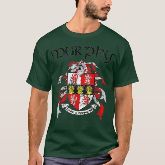 Murphy Family Crest Coat of Arms Achternaam Gesche T-shirt (Voorkant)