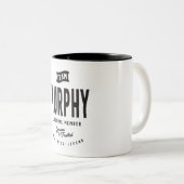 Murphy Lifetime Lid met persoonlijke naam Murphy Tweekleurige Koffiemok (Voorkant rechts)