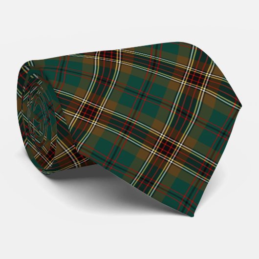Murphy Tartan Brown en Green Pset Stropdas (Opgerold)