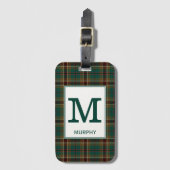 Murphy Tartan Groen en Bruin Plaid Patroon Bagagelabel (Voorkant (verticaal))