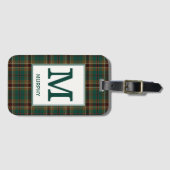 Murphy Tartan Groen en Bruin Plaid Patroon Bagagelabel (Voorkant (horizontaal))