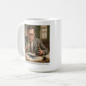 Murphy writing down his law for the first time. koffiemok (Voorkant links)