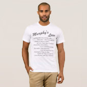 Murphy's Law voor en achter, grijze tekst T-shirt (Voorkant volledig)