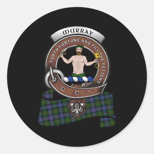 Murray Atholl Clan Badge Tan Ronde Sticker (Voorkant)