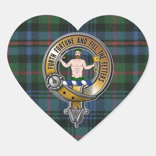 Murray Atholl Tartan & Badge Hart Sticker (Voorkant)