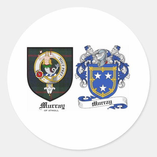 Murray Clan Crest & Murray Coat of Arms Ronde Sticker (Voorkant)