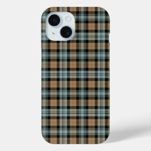 Murray Clan Tan en Mint Green Reproduction Tartan iPhone 15 Case