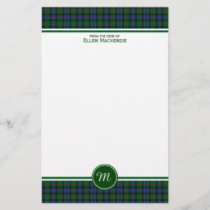 Murray Clan Tartan Green en Blue Pset Monogram Briefpapier