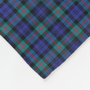 Murray Clan Turquoise en Royal Blue Modern Tartan Fleece Deken