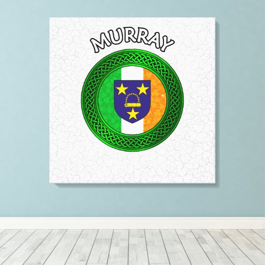 Murray Crest en Celtic Knot op Shamrock Canvas Pri (Insitu (Houten vloer))