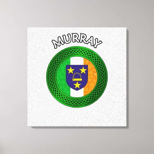 Murray Crest en Celtic Knot op Shamrock Canvas Pri Afdruk (Voorkant)