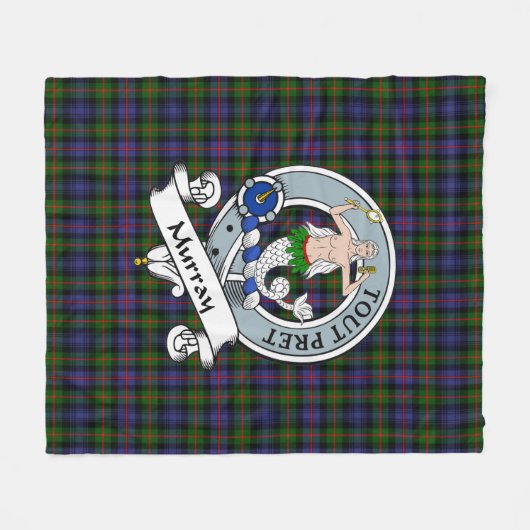 Murray Dysart van Atholl Modern Clan Badge Tartan Fleece Deken (Voorkant (Horizontaal))