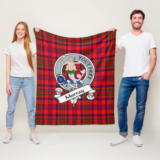 Murray Dysart van Tulloch Clan Badge Tartan Fleece Deken (In situ)