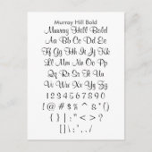 Murray Hill Bold - Zazzle Font Sampler Sheet Briefkaart (Voorkant)