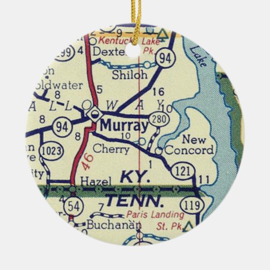 Murray KY  Map Keramisch Ornament (Voorkant)