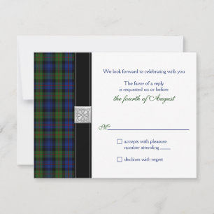 Murray of Atholl Tartan Huwelijksreactie RSVP Kaartje
