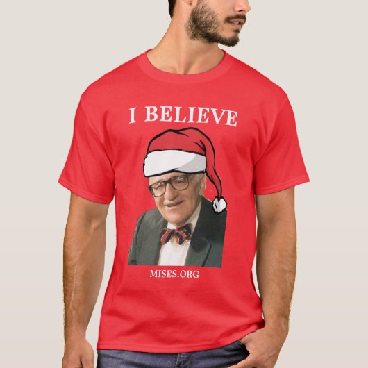 Murray Rothbard - Ik geloof kerstshirt T-shirt (Voorkant)