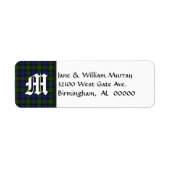 Murray Tartan Plaid Monogram Adresetiketten Etiket (Voorkant)