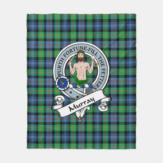 Murray van Atholl Ancient Clan Badge Tartan Pset Fleece Deken (Voorkant)