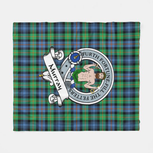 Murray van Atholl Ancient Clan Badge Tartan Pset Fleece Deken (Voorkant (Horizontaal))